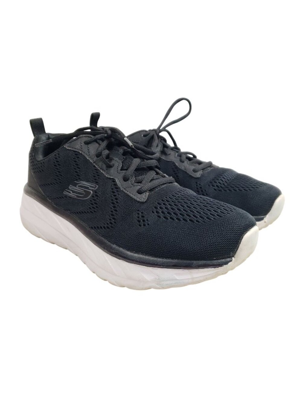 Skechers Mens Size 10 D'Lux Black Mesh Lace-Up Sneakers